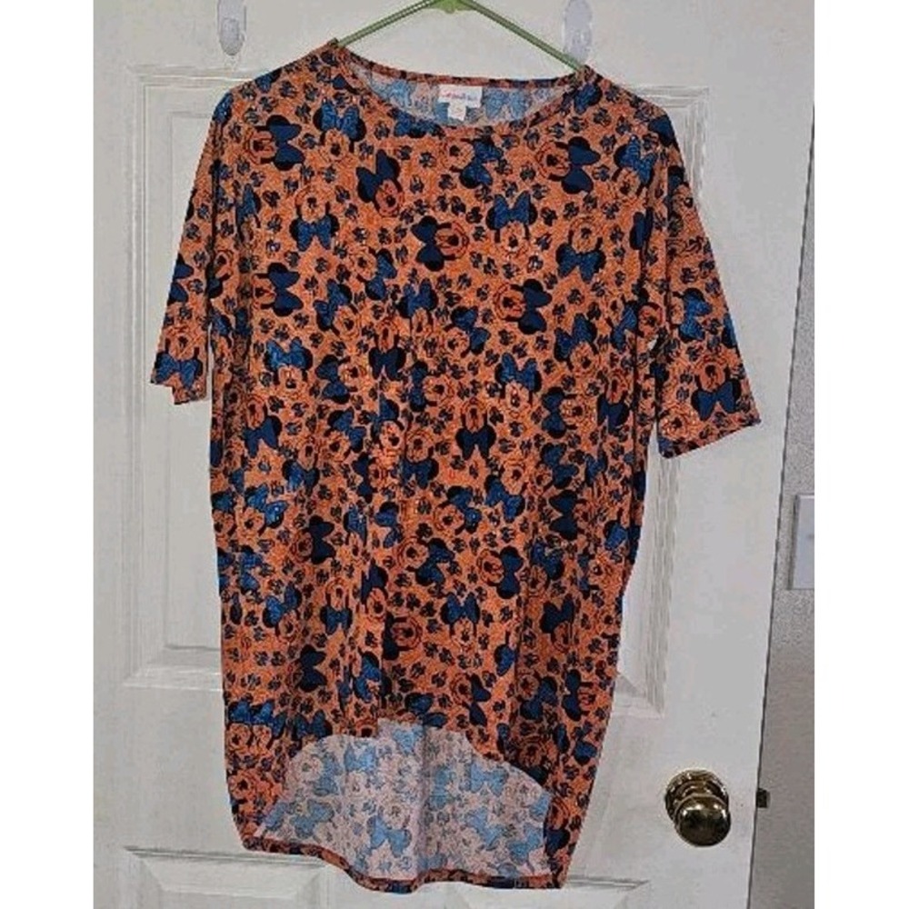 Women's LuLaRoe Short Sleeve Tee XXS Orange Blue Minnie Mouse‎